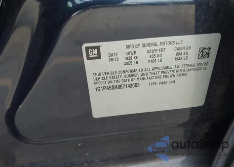 2014 Chevrolet Cruze Ls Auto z USA, uszkodzony, nr VIN 1G1PA5SH0E7143663